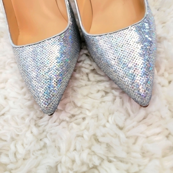 Christian Louboutin Silver Shoes Kate 100 Paill Hotfix Heels Size 41 Pumps - Picture 10 of 13